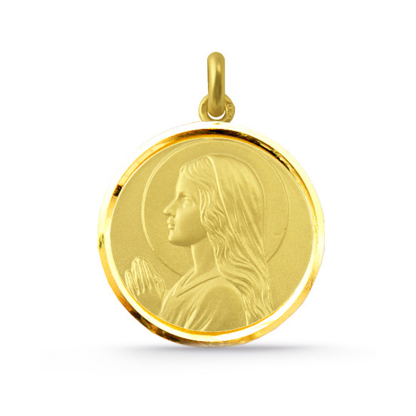 Medaljong Jomfru Maria Barn Gull 18K Bisel