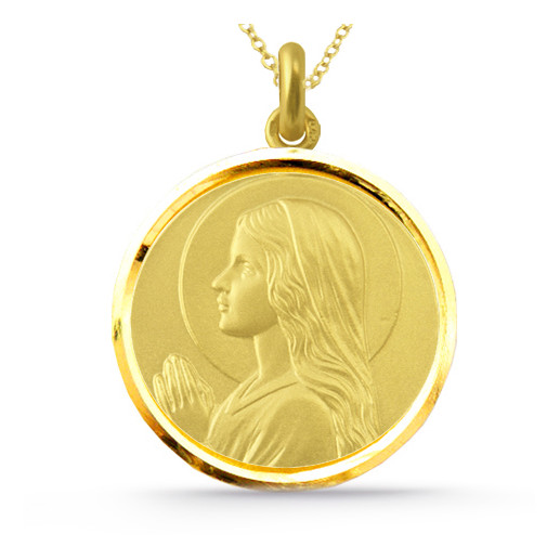 Medaljong Jomfru Maria Barn Gull 18K Bisel 2