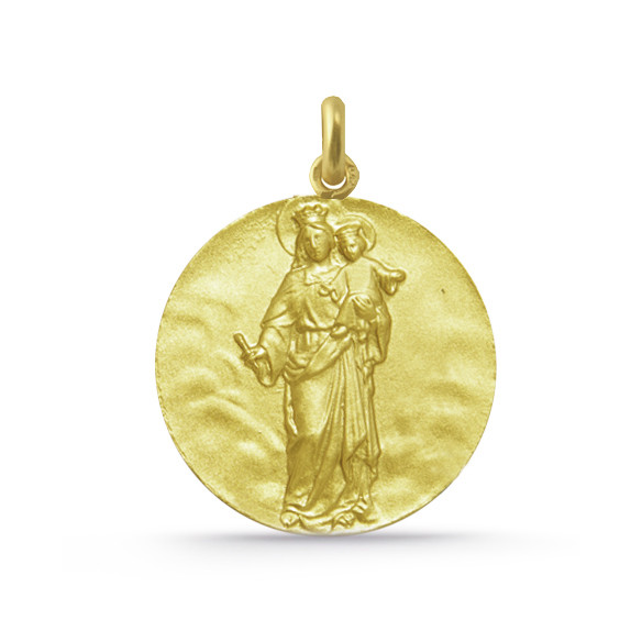 Medalla Virgen Maria Auxiliadora 18K.