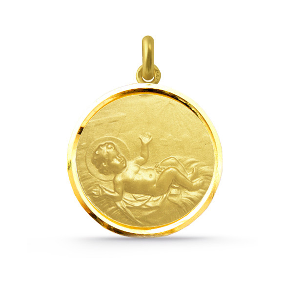 Medalla Niño Jesús Oro 18K Bisel