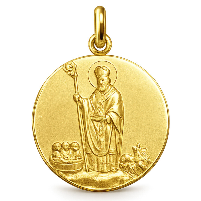 Medalion Św. Mikołaj z Bari z Żółtego Złota 18K