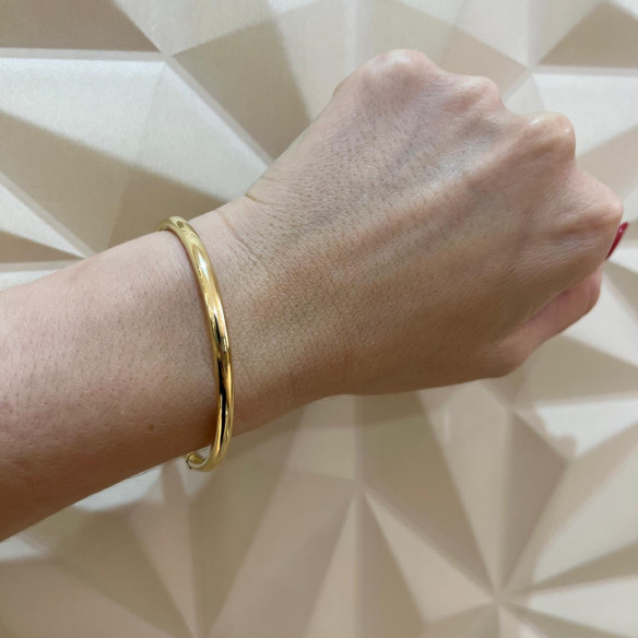 Brazalete de Oro Amarillo 18K Tubo Redondo 4mm