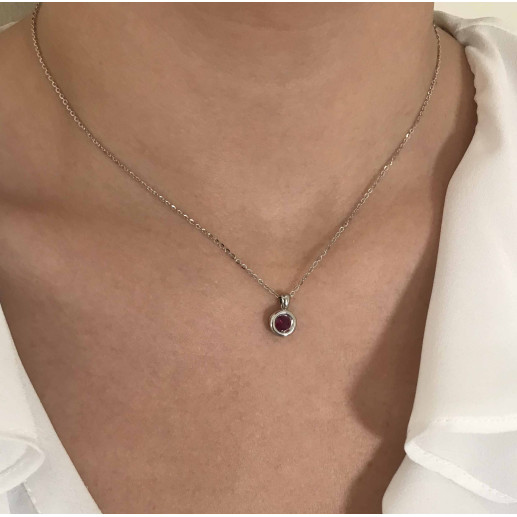 LINDA Pingente e Corrente Rubi em Ouro Branco 2