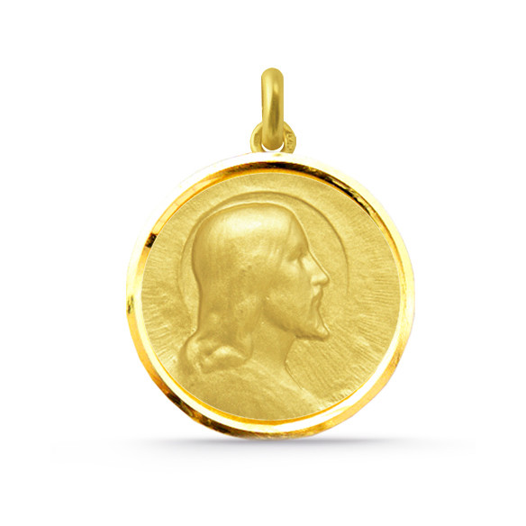 Medalla Cristo Salvador med Bisel 18K Guld