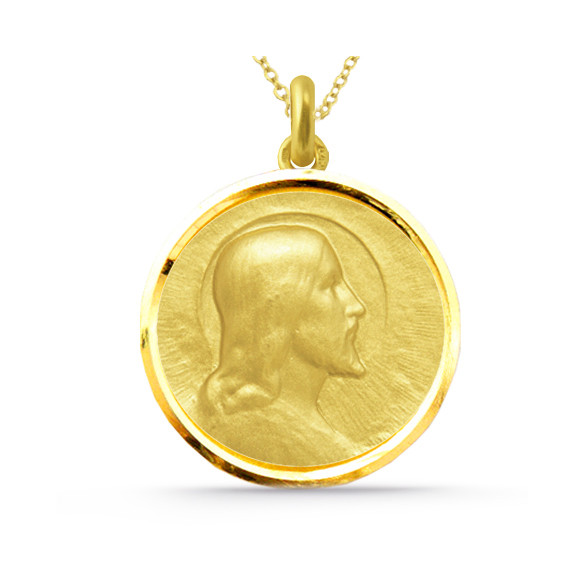 Medalla Cristo Salvador Gull 18K Bisel