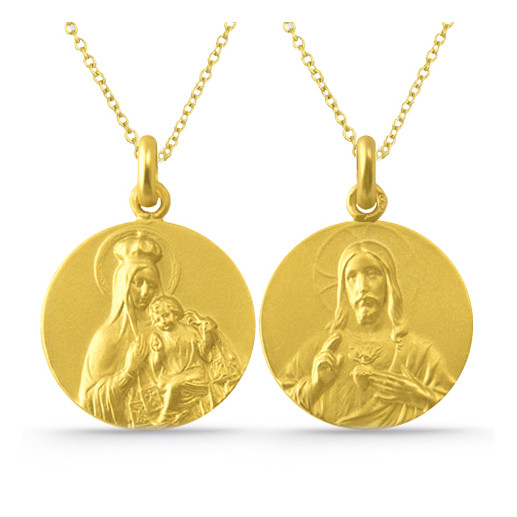 Escapulario Virgen del Carmen y Sagrado Corazón 18k 04518000052 2
