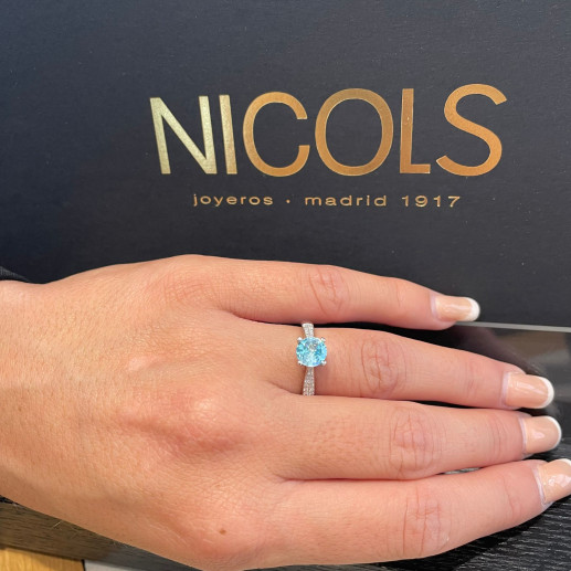 Gold and Zircon Ring Blue LONE 1.50 NICOLE 99928928118 2